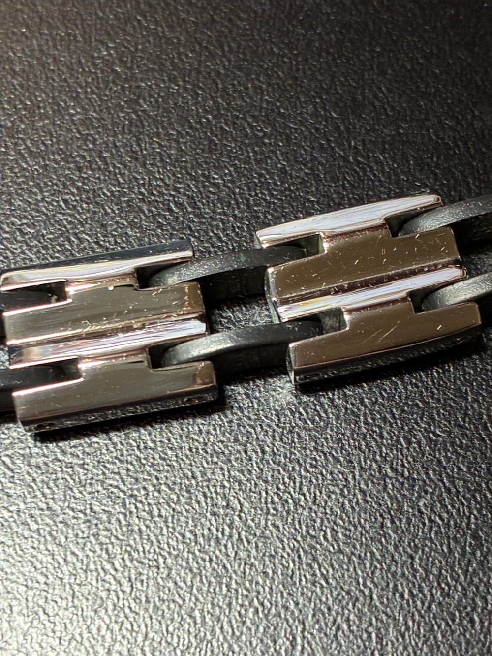 Stainless Steel and black Men's Link vintage Bracelet - Picture 13 of 16